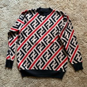 Fendi Full Logo Brown Color Wool Sweater Size L